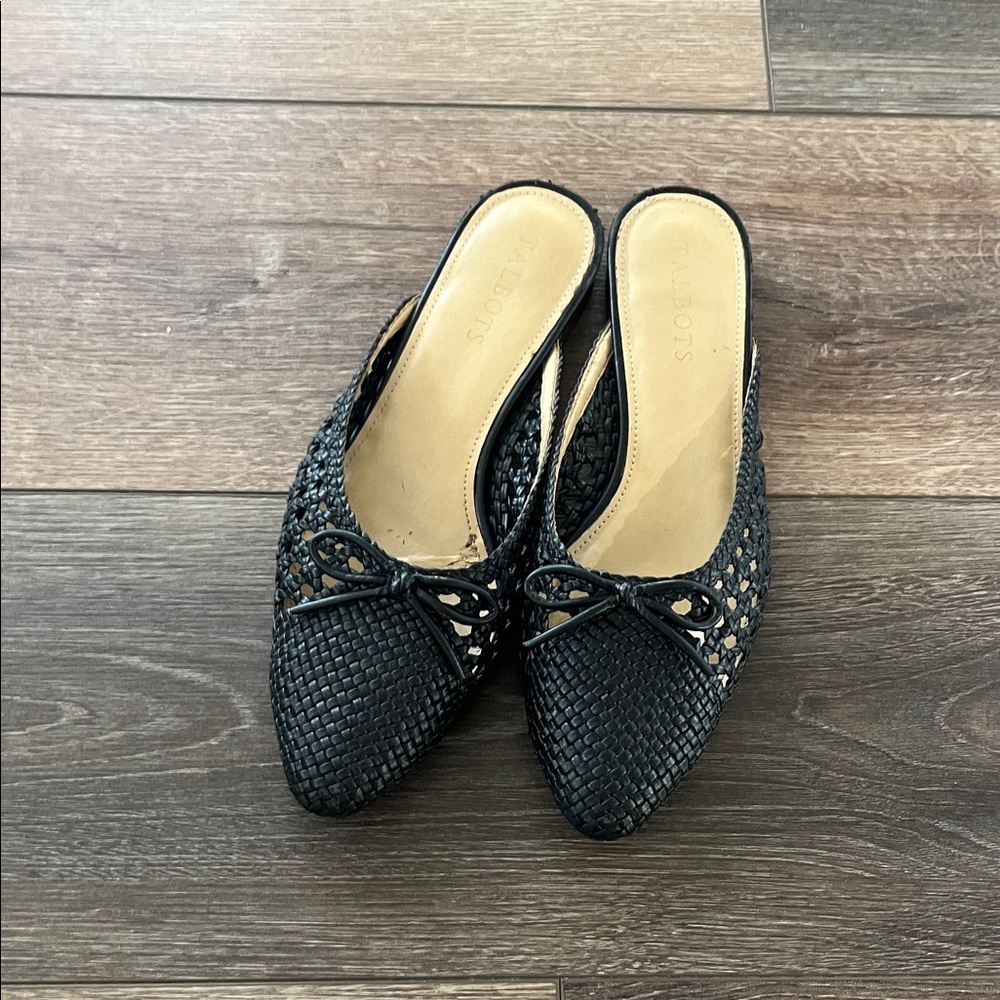 Talbots Black Woven Mules Sz 7.5